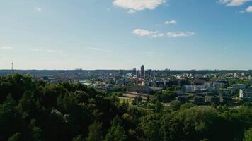 Aerial camera view over Vilnius. View of the business center and the city, downtown video