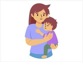 Mom holding baby or People Character illustration vector