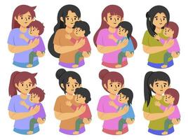 Hand drawn Mother holding baby illustration vector