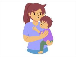 Mom holding baby or People Character illustration vector