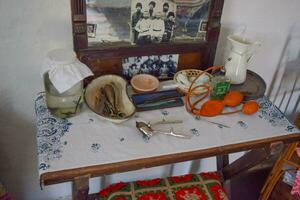 Barber table. Image barber life in the early twentieth century. photo