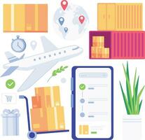 Logistics and delivery concept. Flat style vector illustration for web design. Flat design vector illustration concept of online shopping, e-commerce, Vector illustration.