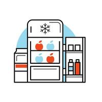 Vector icon refrigerator, freezer in flat style.