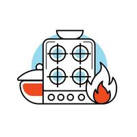 Vector kitchen stove icon in flat style.