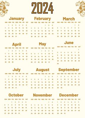 calendar 2024 vector. happy new year calendar eps file