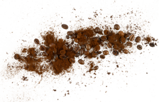 coffee beans with ground splash png