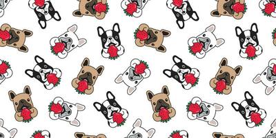 dog seamless pattern vector french bulldog strawberry cartoon scarf isolated tile wallpaper repeat background illustration design