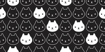 cat seamless pattern vector kitten head face cartoon scarf isolated tile wallpaper repeat background doodle illustration design