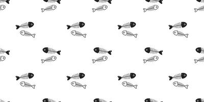 fish bone seamless pattern vector shark dolphin tuna salmon scarf isolated cartoon tile background halloween repeat wallpaper illustration design