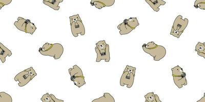 Bear seamless pattern vector polar bear camera cartoon scarf isolated repeat background tile wallpaper illustration doodle design