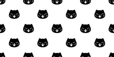 cat seamless pattern vector kitten head face cartoon tile wallpaper scarf isolated repeat background halloween illustration design