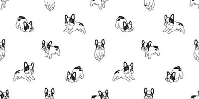 dog seamless pattern vector french bulldog running cartoon scarf isolated repeat background tile wallpaper illustration design black