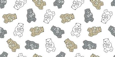Bear seamless pattern vector polar bear kid scarf isolated cartoon repeat background tile wallpaper illustration design