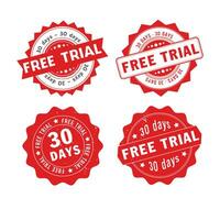 free trial. stamp. Various Shapes Abstract Red Grungy Free Trial Rubber Stamp Sign with Circle Shape Illustration Vector, Free Trial Text Seal, Mark, Label Design Template vector