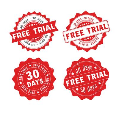 free trial. stamp. Various Shapes Abstract Red Grungy Free Trial Rubber Stamp Sign with Circle Shape Illustration Vector, Free Trial Text Seal, Mark, Label Design Template