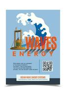 Energy surge. Alternative energy sources. the power of ocean waves. vector
