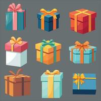 Christmas Gift. various 2023 christmas Gift Boxes with Gold Ribbon. EPS10 Christmas Decoration Vector Illustration