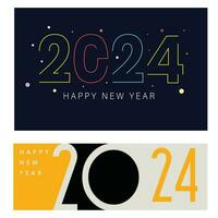 Happy new year 2024 with retro colorful design template. 2024 new year celebration concept for greeting card, banner and post template vector