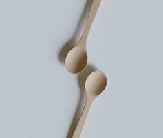 Spoon or flatware with a wood texture rendering 3D photo