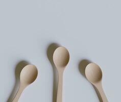 Spoon or flatware with a wood texture rendering 3D photo