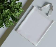 Tote bag white color and realistic texture rendering 3D photo