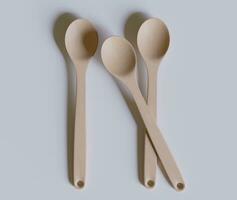 Spoon or flatware with a wood texture rendering 3D photo