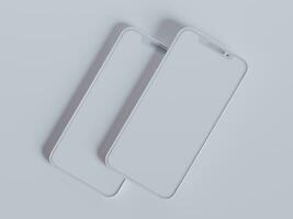 Clay phone white background and smarphone color touch screen rendering 3D photo