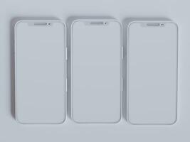 Clay phone white background and smarphone color touch screen rendering 3D photo
