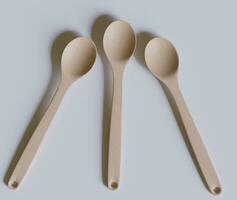 Spoon or flatware with a wood texture rendering 3D photo