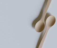 Spoon or flatware with a wood texture rendering 3D photo
