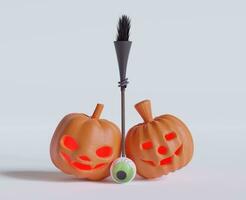 Scary Halloween images or elements created with 3D software to prepare for celebrating Halloween which is synonymous with yellow pumpkins photo