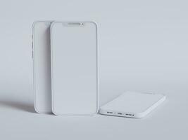 arcilla teléfono blanco antecedentes y smarphone color toque pantalla representación 3d foto