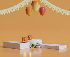 Scary Halloween images or elements created with 3D software to prepare for celebrating Halloween which is synonymous with yellow pumpkins photo