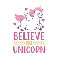 Stylish , fashionable  and awesome Unicorn typography art and illustrator vector