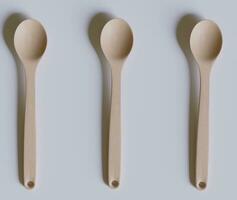 Spoon or flatware with a wood texture rendering 3D photo