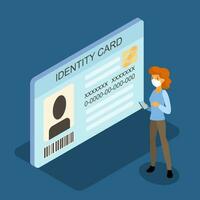 ID card icon isometric concept, vector illustration