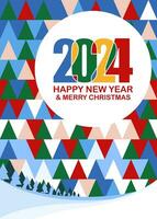 Merry Christmas and Happy New Year 2024, greeting cards, posters, holiday covers. Vector illustration