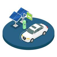 Electric Vehicle charging station, electric car with solar cells , EV car vector