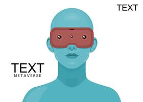 humano cara en aumentado o virtual realidad lentes. metaverso digital virtual realidad tecnología, vector ilustración