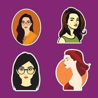 Sticker of Four Diverse Women vector