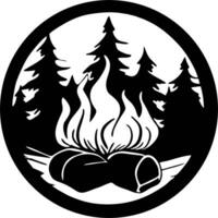 Bonfire Camp fire flame vintage retro logo vector - Stock Illustration