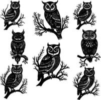 Owl Logo Set Owl Logo Vector Silhouette Stock Illustration - Download Image Now - Abstract, Animal Wildlife