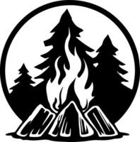 Bonfire Camp fire flame vintage retro logo vector - Stock Illustration