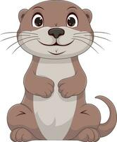 Cute Otter Cartoon On White Background vector