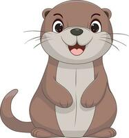 Cute Otter Cartoon On White Background vector