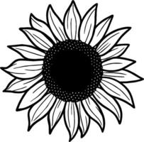 girasol icono contorno negro. girasol logo vector diseño