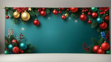 Ai generative Colorful festive card design, Christmas background, new year banner with copy space text photo
