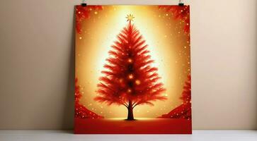 Ai generative christmas card design, Christmas tree and fireworks background, new year banner with copy space text photo