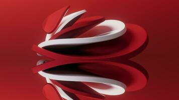 Abstract red curve geometry background, 3d rendering. video