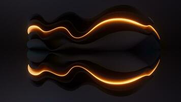 Dark curve geometry and glowing lines, 3d rendering. video